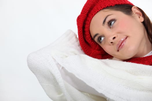 Attractive woman daydreaming