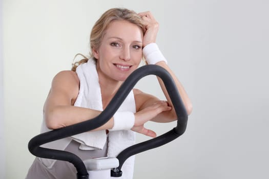 Blond woman in gym
