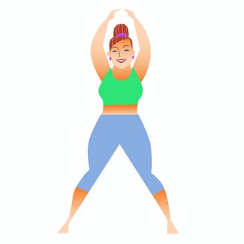 Conventional bit thick woman does yoga. Health care and spiritual