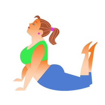 Conventional bit thick woman does yoga. Health care and spiritual