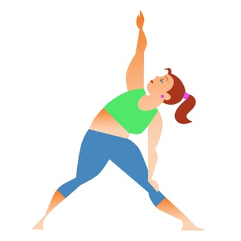 Conventional bit thick woman does yoga. Health care and spiritual