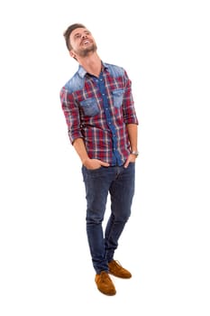 Studio picture of a young and handsome man posing isolated