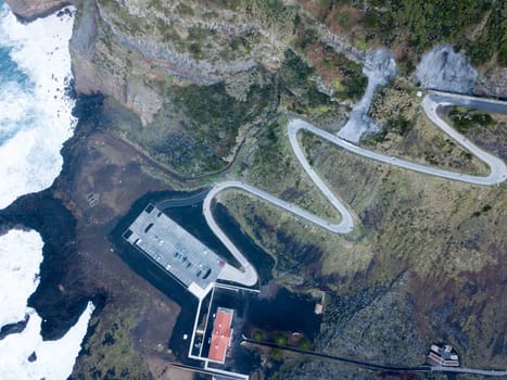 Birdeye view of Ferraria Spa on the island of Sao Miguel in the Azores