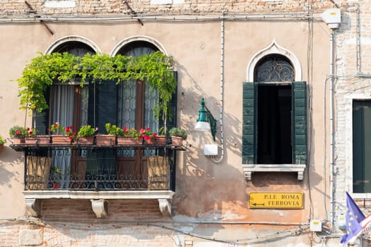 Details of colourful houses in Burano, Venice, Italy