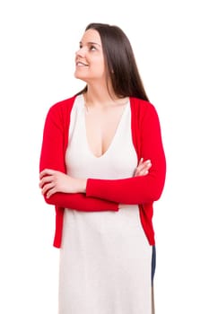 Studio shot: Young woman having a great idea