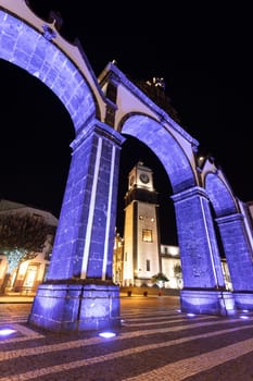 The historical entrance (Portas da Cidade) to the village of Ponta Delgada in Azores, Portugal.