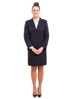 Beautiful young business woman posing isolated