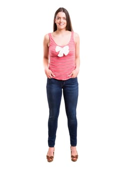 Studio shot of a beautiful young casual woman