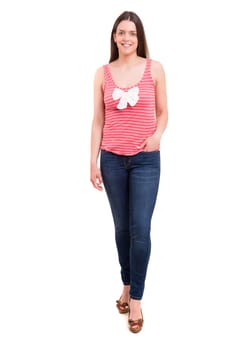 Studio shot of a beautiful young casual woman