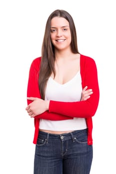 Studio shot of a beautiful young casual woman