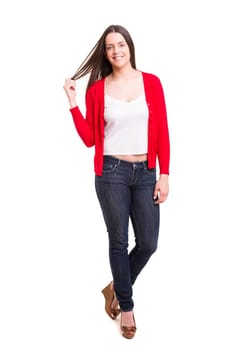 Studio shot of a beautiful young casual woman