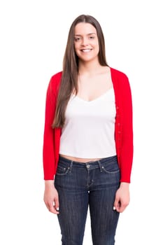 Studio shot of a beautiful young casual woman