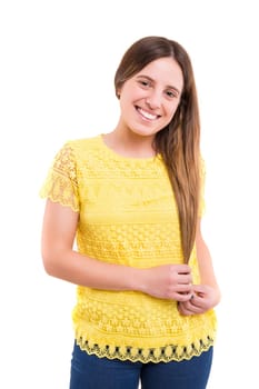 Studio shot of a beautiful young casual woman