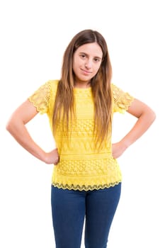 Studio shot of a beautiful young casual woman