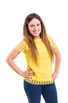 Studio shot of a beautiful young casual woman