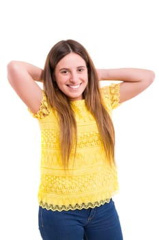 Studio shot of a beautiful young casual woman