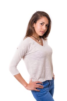 Studio shot of a beautiful young casual woman