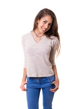 Studio shot of a beautiful young casual woman