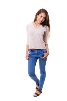 Studio shot of a beautiful young casual woman