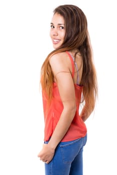 Studio shot of a beautiful young casual woman
