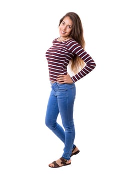 Studio shot of a beautiful young casual woman