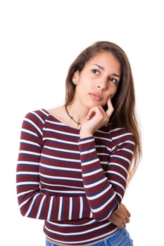 Studio shot: Young woman having a great idea