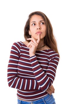 Studio shot: Young woman having a great idea