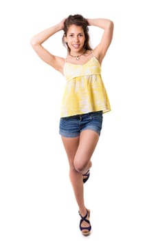 Studio shot of a beautiful young casual woman