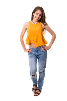 Studio shot of a beautiful young casual woman