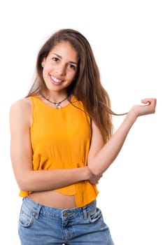 Studio shot of a beautiful young casual woman