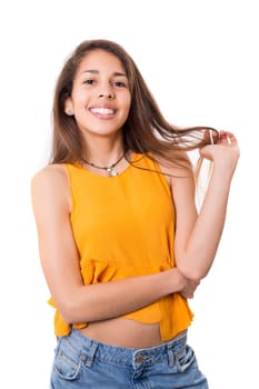 Studio shot of a beautiful young casual woman