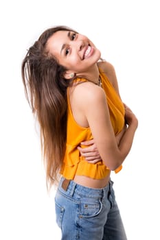 Studio shot of a beautiful young casual woman