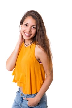 Studio shot of a beautiful young casual woman