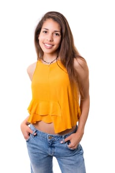 Studio shot of a beautiful young casual woman