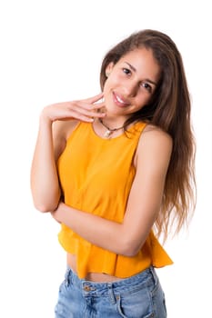 Studio shot of a beautiful young casual woman