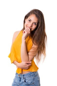 Studio shot of a beautiful young casual woman