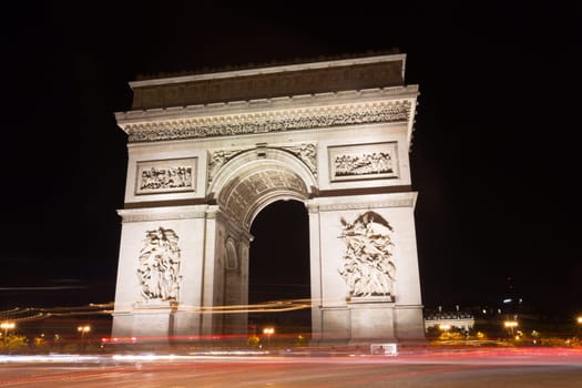 The Famous Arc de Triomphe in Paris, France in the summer of 2016