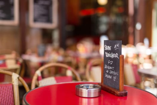 Paris, France : August 13, 2016 - Menu board outside a french restaurant in the marais district of paris france