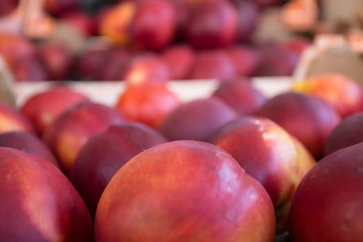 Peaches in the market at Rue Mouffetard in Paris