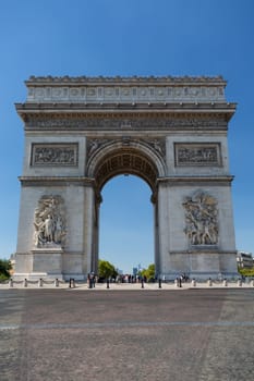 PARIS - AUGUST 17 2016: Arc de triomphe on May 30, 2011 in Place du Carrousel, Paris, France. The monument to Napoleonic victory is a tourist attraction near the Louvre.
