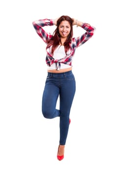 Studio shot of a beautiful young casual woman
