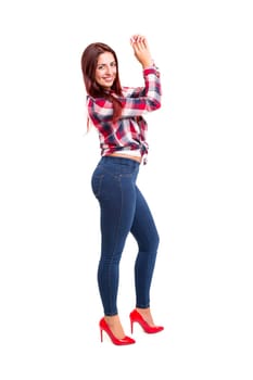 Studio shot of a beautiful young casual woman