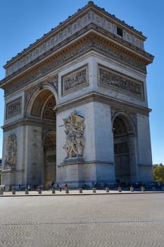 PARIS - AUGUST 17 2016: Arc de triomphe on May 30, 2011 in Place du Carrousel, Paris, France. The monument to Napoleonic victory is a tourist attraction near the Louvre.