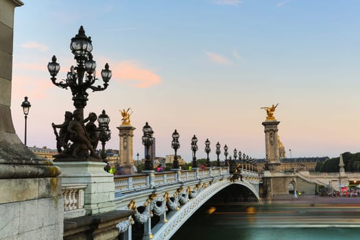 The beautiful Alexander III bridge in Paris