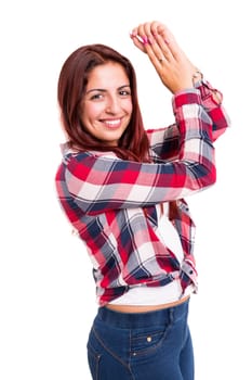 Studio shot of a beautiful young casual woman