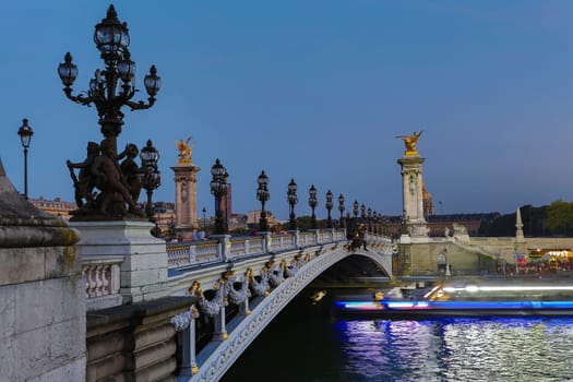 The beautiful Alexander III bridge in Paris