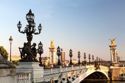 The beautiful Alexander III bridge in Paris