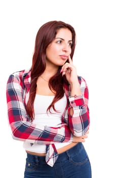 Studio shot of a beautiful young casual woman