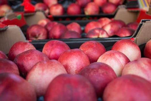 Peaches in the market at Rue Mouffetard in Paris