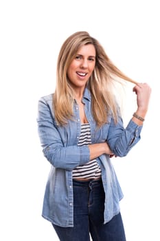 Studio shot of a beautiful young casual woman